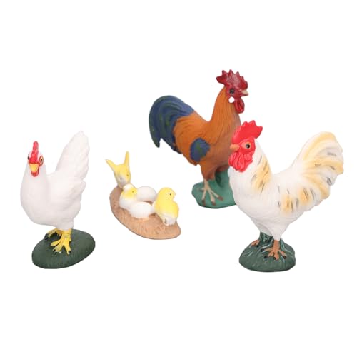 Aramox Farm Chicken Figuren Set, Exquisite Hahnfiguren, Spielzeugstatue für Dekor, Ideal für DIY, Einfallsreiches Spiel, Dekoration für Urlaub, Geburtstag, Weihnachten, Ostern, mit Hahn, Hahn, von Aramox