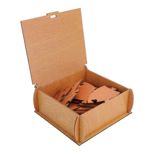 Aramox Herzform -Puzzle Elegantes Hellbraunes Handwerkssäge Puzzle Zum Jubiläum mit Holzkiste von Aramox