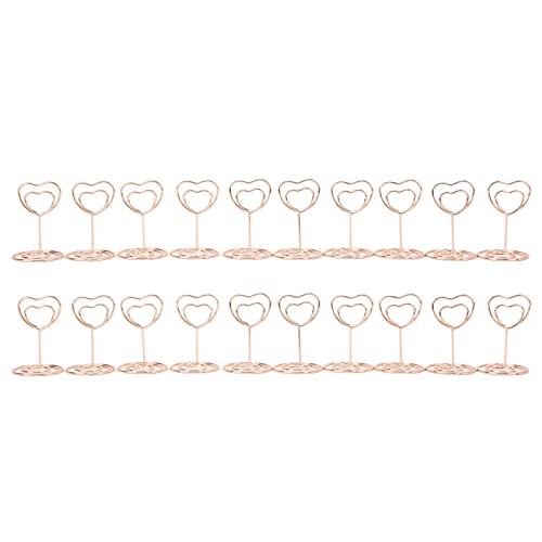 Aramox Herzgeformte Metalltischnummer Halter, Goldplattiert, Fest und Einstellbarer Platzkartenhalter für Home Office, 20 Pack -Namentard -Clips, Eisen, Vielseitige Verwendung (Roségold) von Aramox