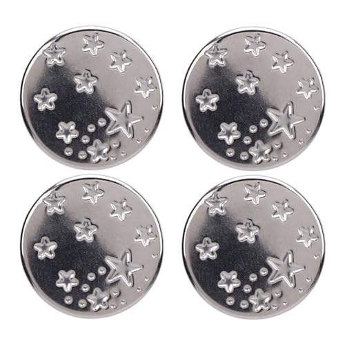 Aramox Jean Buttons, 50 Sets Button Pins für Lose Jeans, Edelstahl Silberfarbe 17mm Sterne Muster Ersatz Nieten von Aramox