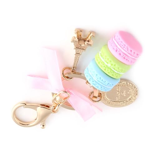 Aramox Macaroon -Schlüsselring, Farbenfrohe Legierungs -Eiffelturm Auto Charme, Schöner Tasche Anhänger für Handtasche und Telefon (BLUE) von Aramox