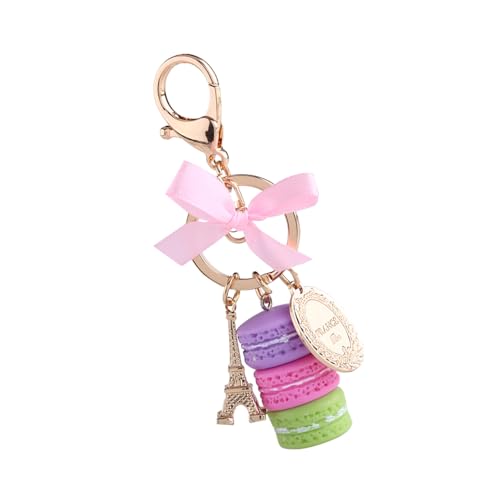 Aramox Macaroon -Schlüsselring, Farbenfrohe Legierungs -Eiffelturm Auto Charme, Schöner Tasche Anhänger für Handtasche und Telefon (PURPLE) von Aramox