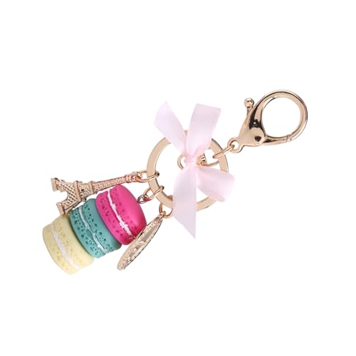 Aramox Macaroon -Schlüsselring, Farbenfrohe Legierungs -Eiffelturm Auto Charme, Schöner Tasche Anhänger für Handtasche und Telefon (Rosenrot) von Aramox