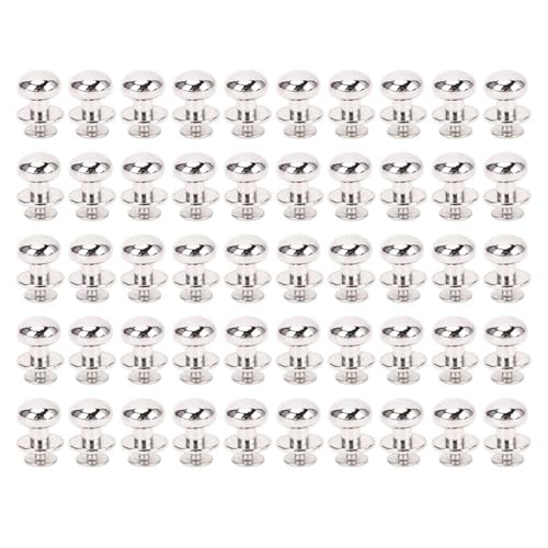Aramox Runde Kopfmetall Dekorative Nieten Sichere Installation für Handcraft Projects Zink Legierung 50 Sets Ball Head Stud Nieten für Kleidung, Taschen (SILVER) von Aramox