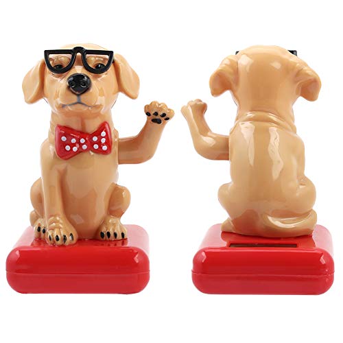 Aramox Solarbetriebene Auto-Dekoration, Solarbetriebene Schaukel, Winken, Entzückender Hund, Auto-Dekoration, Tischdekoration (Golden Retriever) von Aramox