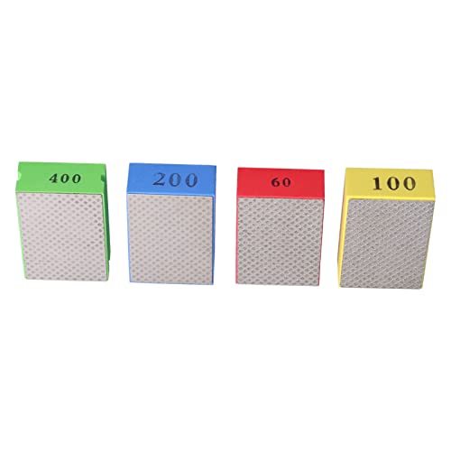 Hand Polishing Pads, Set von 4 Schaumstoff -Rückblöcken, Diamantpolierblockset, 60#, 100#, 200#, 400#für Steinkeramikfliesenglasschleife, mit Seitenrille von Aramox