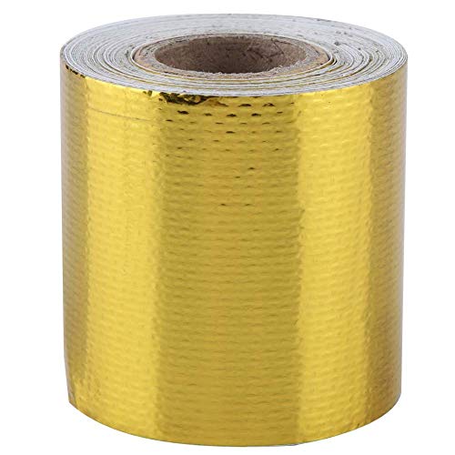 Klebebandrolle 5m * 5cm Auto Klebebänder Aluminiumfolie Klebstoff reflektierende Hitzeschild Wrap Tape Verpackungsklebeband (Golden) von Aramox