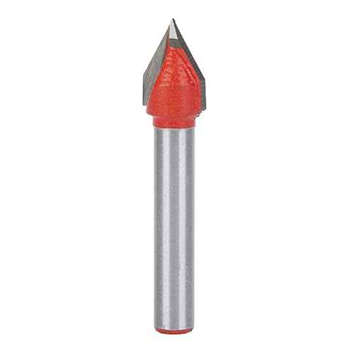 V Groove Router Bit 1/4-Zoll-Schaft 60-Grad-CNC-Gravurbits für Holzbearbeitungsschildherstellung und Beschriftung mit Nanoblau Beschichteten Massivkarbidkante von Aramox
