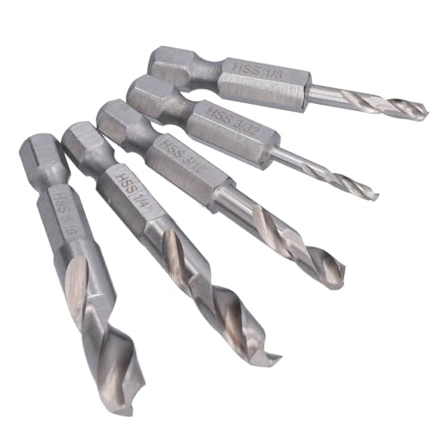 Verbesserter Sechseckiger Griff für Verbesserte Stabilität, Ein Breites an Größen für Verschiedene Anwendungen, Kompatibel mit Standard- und Schnellwechsel -Chucks, 5 PCs Bohrer Bits Quick von Aramox