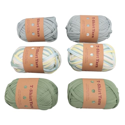 Weiche Elastische Waschbare T -Shirt -Garn für Häkelprojekte, 6 Rollen T -Shirt -Strickgarn, Mehrzweckstoff -Stoffgarn für Zuhause, Polyester (Typ 9) von Aramox