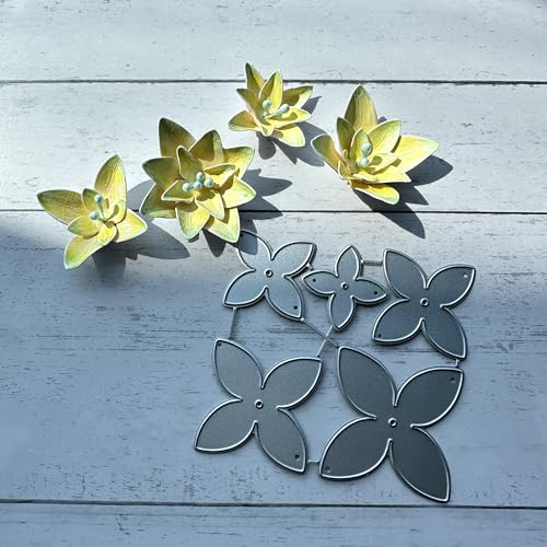 Arbuya 3D-Magnolien-Blumen-Metall-Stanzformen für Kartenherstellung, Lotusblumen, Stanzschablonen für DIY, Scrapbooking, Album, dekorative Prägepapier-Stanzformen für Kartenherstellung von Arbuya