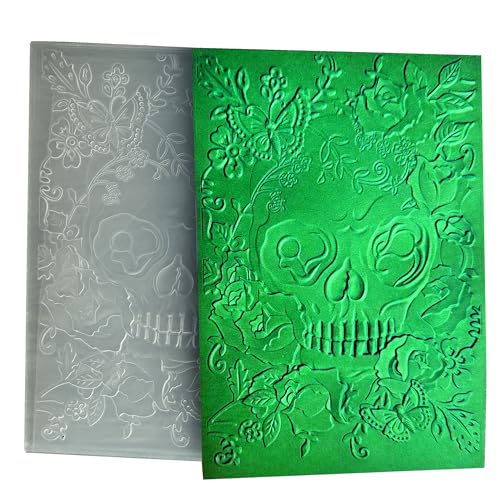 Arbuya 3D-Totenkopf-Textur-Prägeschablone für Kartenherstellung, Scrapbooking, wiederverwendbare DIY-Blumen und Totenköpfe, gruseliges Muster für Papierbasteldekoration Arbuya 3D-Totenkopf-Textur-Prägeschablone für Kartenherstellung, Scrapbooking, wiederverwendbare DIY-Blumen und Totenköpfe, gruseliges Muster für Papierbasteldekoration von Arbuya
