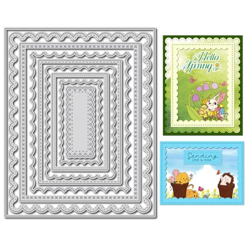 Arbuya 9-teiliges Stanzformen-Set für Kartenherstellung – 4 rechteckige und 5 gewellte Rahmen-Stanzformen mit Stickdesign – DIY Scrapbooking, Grußkarten, Papierbastelprägeschablonen Arbuya 9-teiliges Stanzformen-Set für Kartenherstellung – 4 rechteckige und 5 gewellte Rahmen-Stanzformen mit Stickdesign – DIY Scrapbooking, Grußkarten, Papierbastelprägeschablonen von Arbuya