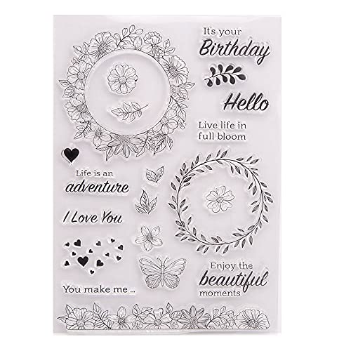 arriettycraft DIY Blätter Blumen Love You Geburtstag Schöne Momente Floral Phrase Dekorativer klarer Stempel für Kartenherstellung Scrapbooking DIY von Arbuya
