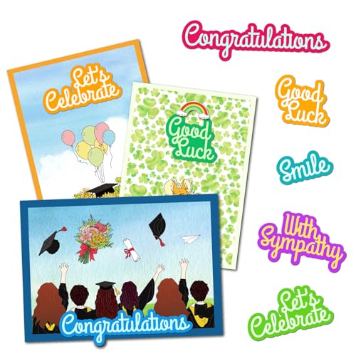 Arbuya Metall-Stanzformen mit Schatten, für Kartenherstellung, Sprüche, Stimmung, Schablone für Karten, Scrapbooking, Papierbasteln, Dekoration, 5 Stück von Arbuya