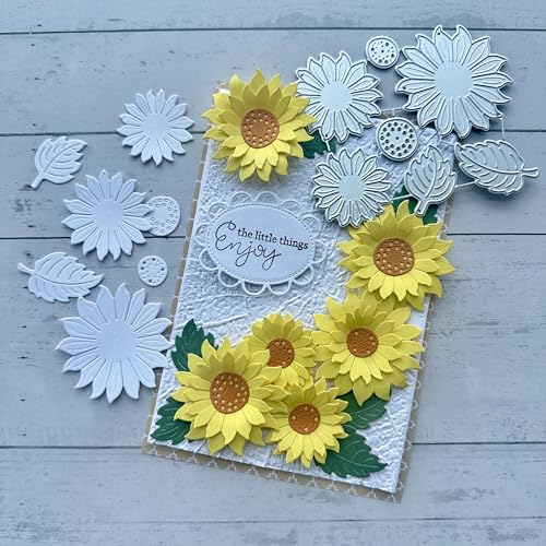 Arbuya Metall-Stanzformen mit Sonnenblumen-Motiv für Kartenherstellung, Gänseblümchen, Stanzschablonen für DIY, Scrapbooking, Album, dekorative Prägepapier-Stanzformen für Kartenherstellung von Arbuya