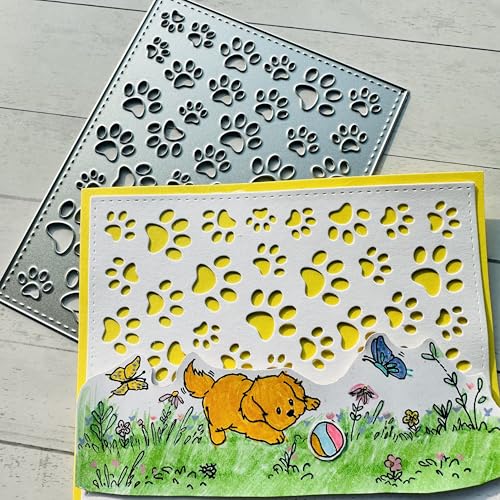 Arbuya Paw Prints Metall-Stanzformen für Kartenherstellung, Scrapbooking – Prägerahmen-Stanzformen für DIY-Alben, Geschenkanhänger, Fotoalbum und Papierbasteldekoration von Arbuya