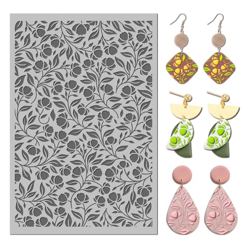 Arbuya Polymer-Ton-Texturmatte mit Blumenblüten – Blumen, Blätter, Texturfolie für Polymerton, Schmuckherstellung, Ohrringanhänger, Bastelbedarf Arbuya Polymer-Ton-Texturmatte mit Blumenblüten – Blumen, Blätter, Texturfolie für Polymerton, Schmuckherstellung, Ohrringanhänger, Bastelbedarf von Arbuya