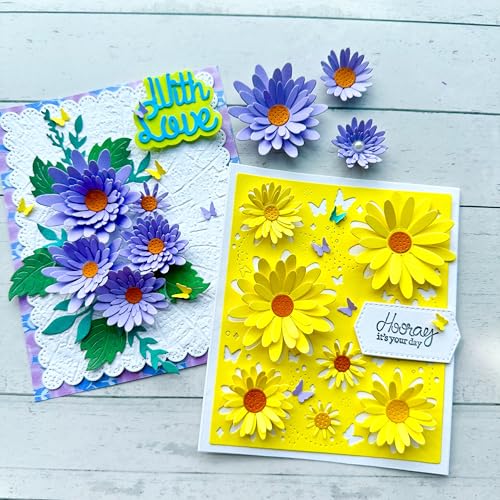 Arbuya Stanzformen-Set für Kartenherstellung, Basteln und Scrapbooking, 2-in-1 Gänseblümchen, Platte, Blumen-Schablonen für Papierbastelarbeiten, Alben, Journaling, Dekoration von Arbuya