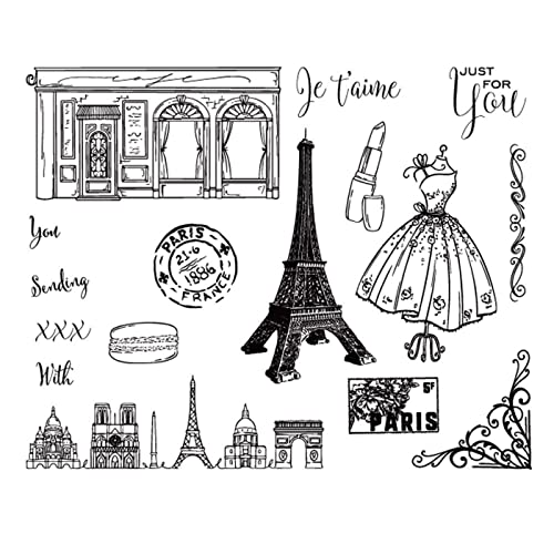 Arbuya Vintage Stil Paris Eiffelturm Gebäudekleid dekorative klare Stempel für Kartenherstellung und DIY Scrapbooking von Arbuya