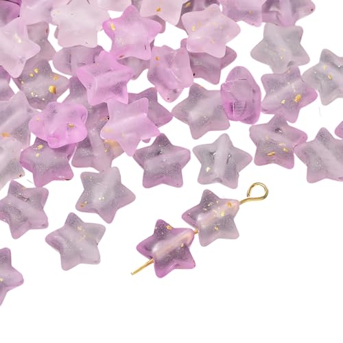 1 Stück Acryl-Perlen in Sternform mit fünf Punkten, Farbverlauf, funkelndes Gold-Finish, Bastelbedarf für handgefertigte Schmuckherstellung, einzigartige Fünf-Punkt-Sternperle für Schmuck von Arecobticy