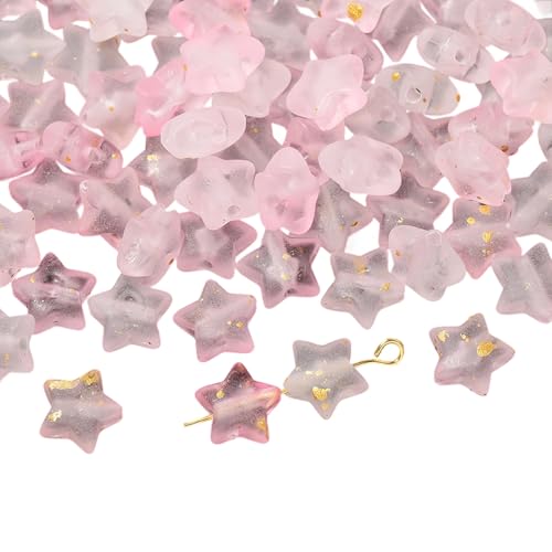 1 Stück Acryl-Perlen in Sternform mit fünf Punkten, Farbverlauf, funkelndes Gold-Finish, Bastelbedarf für handgefertigte Schmuckherstellung, einzigartige Fünf-Punkt-Sternperle für Schmuck von Arecobticy