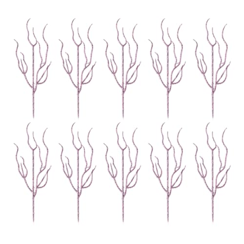 10 Stück synthetische Blätterzweige, glitzernde Weihnachtsspieße, kunstvolle Blumenblätter für Feiertage, Blumenarrangements, künstliche Weihnachtsdekorationen von Arecobticy