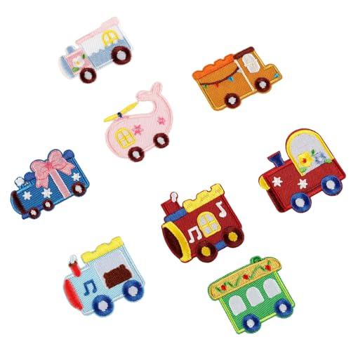 8 x Stickerei-Flicken zum Aufbügeln, selbstklebende Applikationen für Kinder, Erwachsene, Jacken, Rucksäcke, Nähen, Bastelprojekte, Cartoon-Auto-Stickerei-Flicken von Arecobticy