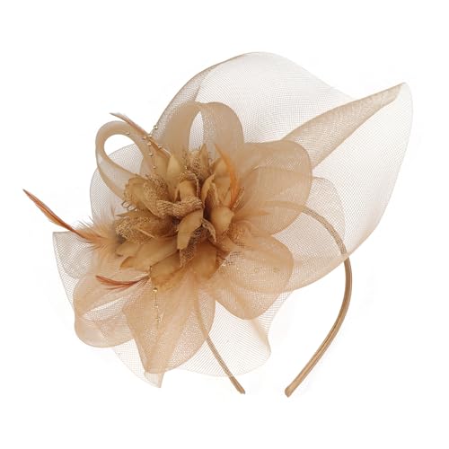 Haarspange aus Netzstoff im Stil der 1920er-Jahre, mit gefiederten Dekorationen für Hochzeiten, Themenanlässe, Feiern, Accessoires, Netz-Kopfschmuck für Damen von Arecobticy