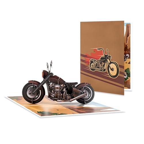 Motorrad-Geburtstagskarte mit Umschlag für Vatertag, Feier, künstlerisches Cruise-Bike-Design-Karte, anpassbares Motorrad-Popup von Arecobticy