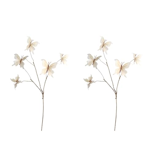 Set mit 2 Seiden-Schmetterlings-Blumenstielen, Event-Dekoration, künstlicher Zweig für Vasen, sicheres Partyzubehör, Großpackung mit künstlichen Blumenstielen, Vasendekoration von Arecobticy