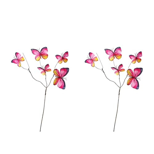 Set mit 2 Seiden-Schmetterlings-Blumenstielen, Event-Dekoration, künstlicher Zweig für Vasen, sicheres Partyzubehör, Großpackung mit künstlichen Blumenstielen, Vasendekoration von Arecobticy