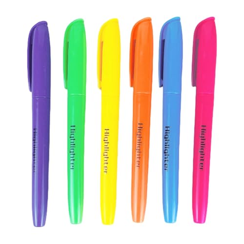 Textmarker, 6 Farben, bequemer Griff, fluoreszierender Marker mit abgeschrägter Spitze, für Kartenherstellung, Scrapbooking, Tagebuch, Schule, Kunstbedarf-Set von Arecobticy