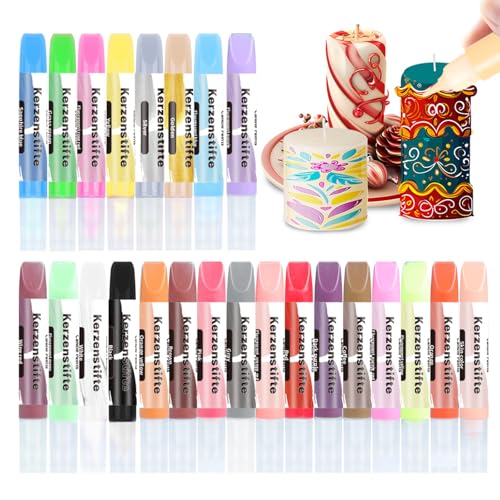 24 Stück Wachsstifte für Kerzen, 10ml Kerzenstifte, Kerzen Bemalen Set für Kerzenfarbe, Dekorieren und Personalisieren von Kerzen Kerzenmalstifte (24 Farben) von Areiknim