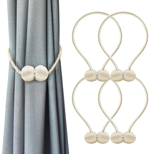 4 Stück Raffhalter für Vorhänge, Vorhang Raffhalter Schnallen Holdbacks Halter Haken Clip, Vorhang Halter für Zuhause Schlafzimmer Büro Dekorativer Vorhang (Beige) von Areiknim