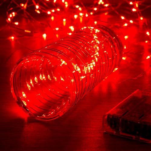 Ariceleo 5 Meters LED Lichterkette - 1 Packungen, Rot, 50 LEDs, 3*AA batteriebetrieben mit Timer und Funkelmodus, ideal für Weihnachten und Hochzeiten Ariceleo 5 Meters LED Lichterkette - 1 Packungen, Rot, 50 LEDs, 3*AA batteriebetrieben mit Timer und Funkelmodus, ideal für Weihnachten und Hochzeiten von Ariceleo