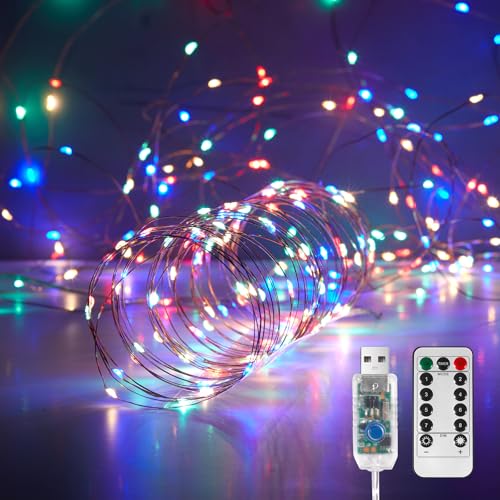 Ariceleo USB LED-Fee-Lichterkette, 1 Packung 10M Kupferdraht-Funkellichter mit Fernbedienung & Timer, 8 Modi, Wasserdicht, Mehrfarbig Sternenlichter für Party, Hochzeit, Weihnachten Ariceleo USB LED-Fee-Lichterkette, 1 Packung 10M Kupferdraht-Funkellichter mit Fernbedienung & Timer, 8 Modi, Wasserdicht, Mehrfarbig Sternenlichter für Party, Hochzeit, Weihnachten von Ariceleo