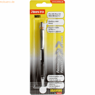 10 x Aristo Feinminenstift WD1 0,5mm schwarz Blister von Aristo