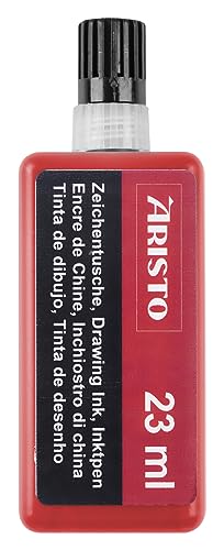Aristo AR64803 Zeichentusche rot (hohe Deckraft, schnell trocknend, lichtbeständig, reproduzierfähig, Tusche für Tuschefüller Aristo MG1 PRO) 23 ml von Jovi