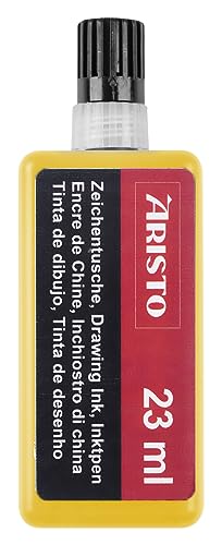 Aristo AR64805 Zeichentusche gelb (hohe Deckraft, schnell trocknend, lichtbeständig, reproduzierfähig, Tusche für Tuschefüller Aristo MG1 PRO) 23 ml von Jovi