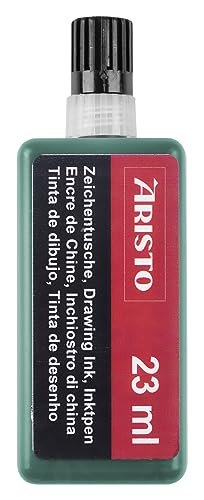 Aristo AR64807 Zeichentusche grün (hohe Deckraft, schnell trocknend, lichtbeständig, reproduzierfähig, Tusche für Tuschefüller Aristo MG1 PRO) 23 ml von Aristo