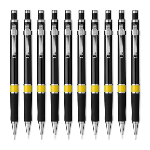 Aristo AR82503 Druckbleistift D1 0,35 mm (Ergonomische Griffzone, starre Minenführung, Härtegrad Mine HB, integrierter Radiergummi) schwarz, 10 Stück von Aristo
