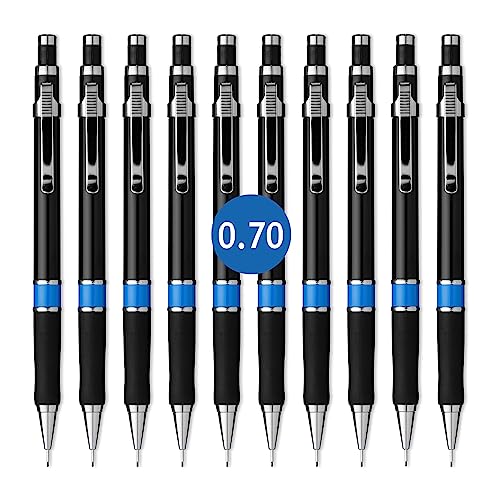 Aristo AR82507 Druckbleistift D1 0,70 mm (Ergonomische Griffzone, starre gefederte Minenführung, Härtegrad Mine HB, integrierter Radiergummi) schwarz, 10 Stück von Aristo