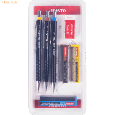 Aristo Feinminenstift Geo-Pen Set 0,35/0,5/0,7mm schwarz 3 Stück von Aristo