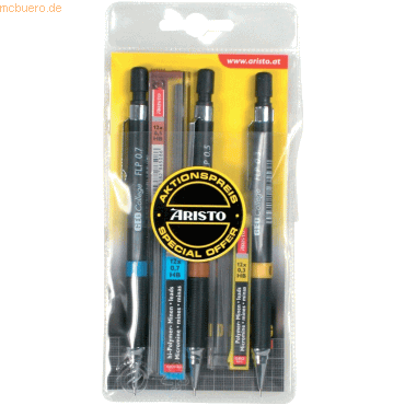 Aristo Feinminenstift Set Geocollege FLP 0,35/0,5/0,7mm HB schwarz 3er von Aristo