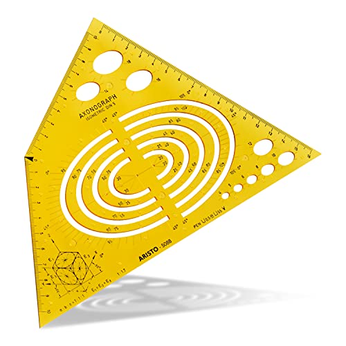 Aristo AR5088 Schablone Axonograph Isometric (Zeichnen von räumlichen Darstellungen in isometrischer Perspektive, PET-Kunststoff) orange-transparent von Aristo