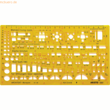 Aristo Schablone Werkplan 1:100 gelb von Aristo