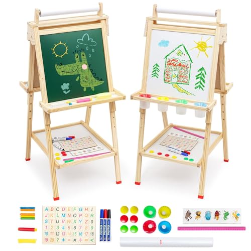 Kinder Staffelei mit Papierrolle Malen Doppelseitiges Whiteboard und Kreidetafel, Tafel Kinder mit Zahlen und anderem Zubehör, Höhenverstellbar Standtafel mit Ablageschale für Kinder und Kleinkinder Kinder Staffelei mit Papierrolle Malen Doppelseitiges Whiteboard und Kreidetafel, Tafel Kinder mit Zahlen und anderem Zubehör, Höhenverstellbar Standtafel mit Ablageschale für Kinder und Kleinkinder von Ark miido