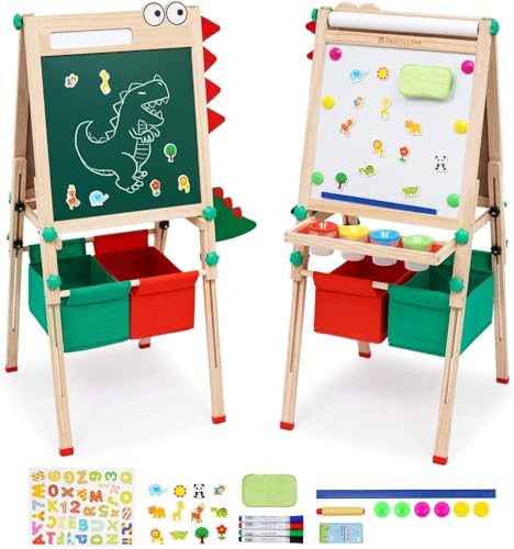 Kinder Staffelei mit Papierrolle Malen Doppelseitiges Whiteboard und Kreidetafel, Tafel Kinder mit Zubehör,Höhenverstellbar Standtafel mit Aufbewahrungsboxen für Kinder und Kleinkinder Kinder Staffelei mit Papierrolle Malen Doppelseitiges Whiteboard und Kreidetafel, Tafel Kinder mit Zubehör,Höhenverstellbar Standtafel mit Aufbewahrungsboxen für Kinder und Kleinkinder von Ark miido