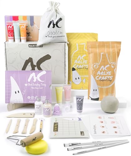 Arlye Crafts Töpferset mit Acrylfarben Set – perfekt für Anfänger | DIY Set für Erwachsene mit 2 kg lufttrocknendem Ton, Werkzeug, 3 Pinseln & Anleitung + Extra: Tic Tac Toe Spiel Arlye Crafts Töpferset mit Acrylfarben Set – perfekt für Anfänger | DIY Set für Erwachsene mit 2 kg lufttrocknendem Ton, Werkzeug, 3 Pinseln & Anleitung + Extra: Tic Tac Toe Spiel von Arlye Crafts